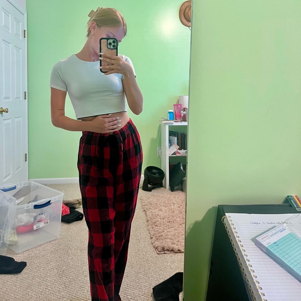 red plaid old navy pajamas
